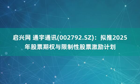 启兴网 通宇通讯(002792.SZ)：拟推2025年股票期权与限制性股票激励计划